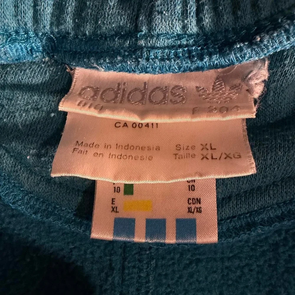 Adidas Originals Teal Blue Fleece Sweatpants Joggers Trefoil Mens XL